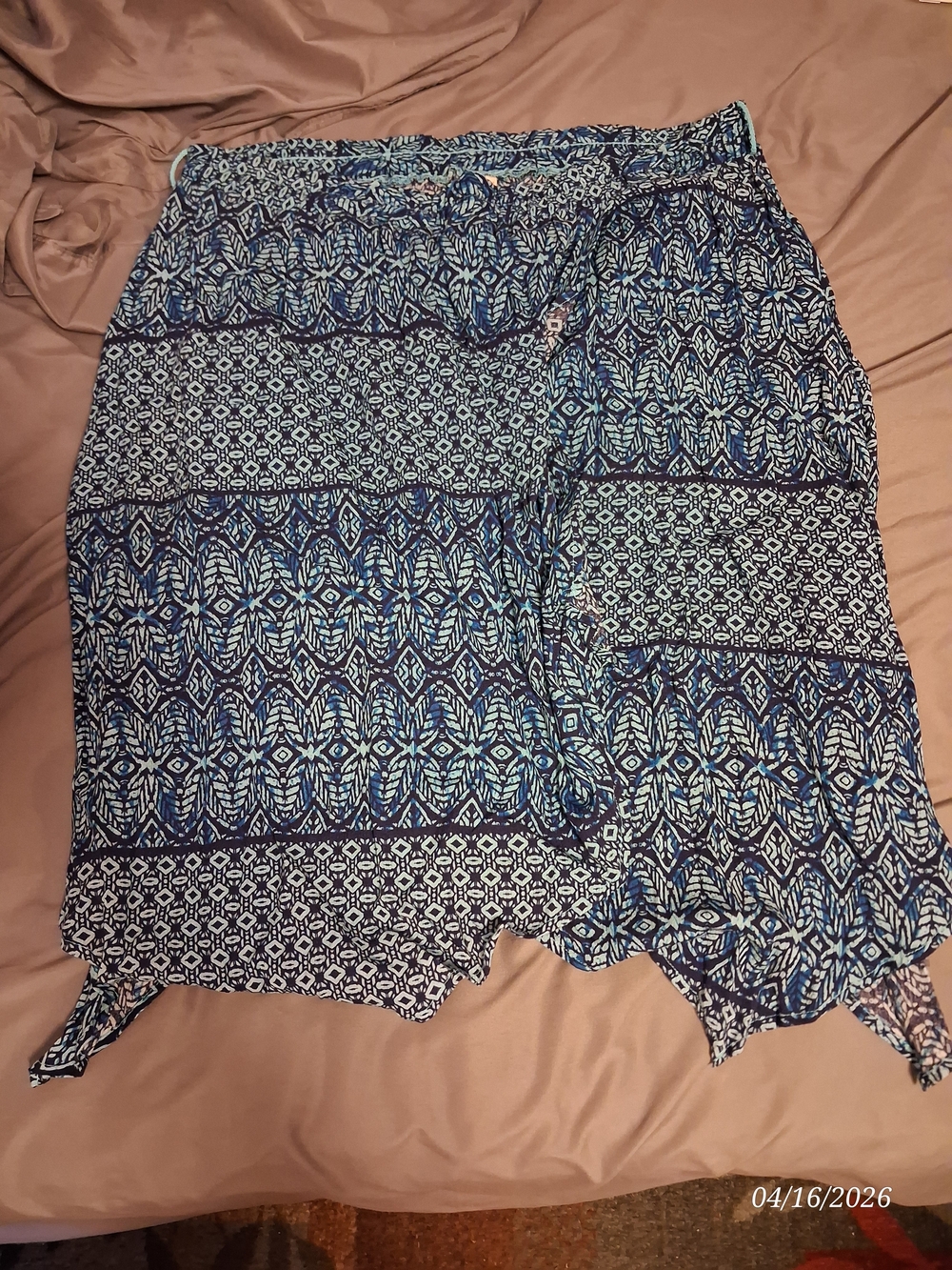 Faded Glory Blue Patterned Rayon Skirt